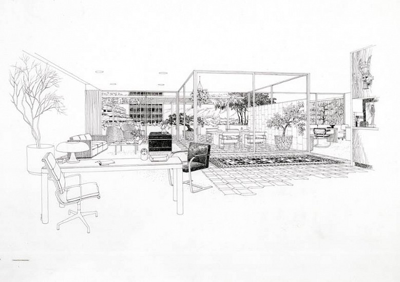 Carlos Diniz, MCA Renderings - Office Interior
1973, Ink on tissue paper