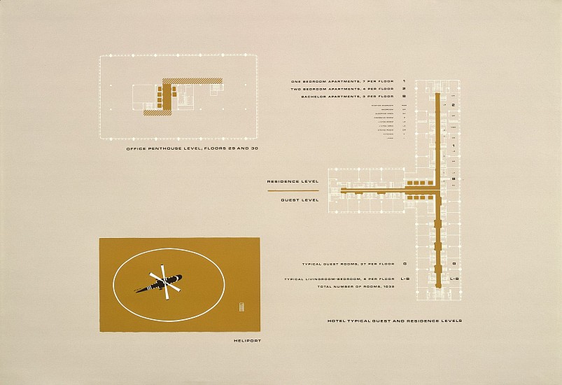 Carlos Diniz, The Hollywood - Roof Plans
1961, Silkscreen on paper