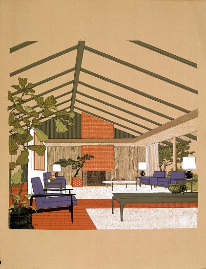 Carlos Diniz, Monarch Bay Homes, Living Room
1961, Silkscreen on paper