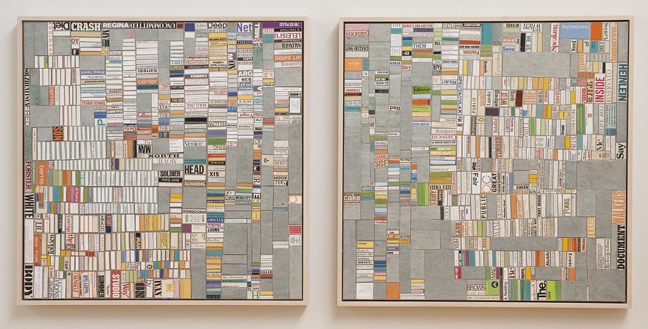 Laurie Frick, Running & Running
2014, Found cut paper on alumnium on 2 maple frames