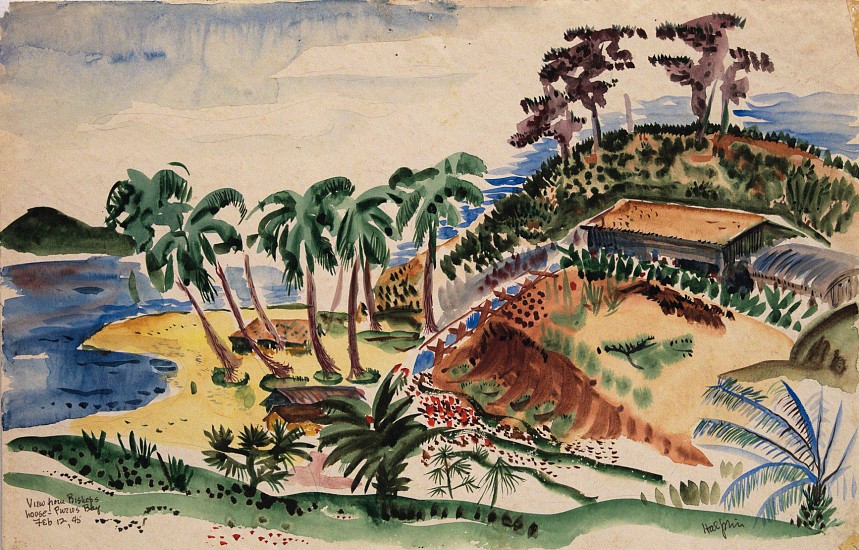 Lawrence Halprin, View from Bishops House - Pwzurs Bay, Feb 12 '45
1945, Watercolor on paper
