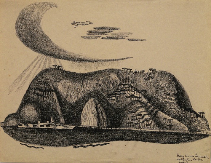 Lawrence Halprin, Heavy Cruiser, Louisville, Hollandia Harbor, Dec 3
1944, Conte on Paper